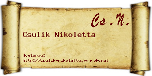 Csulik Nikoletta névjegykártya